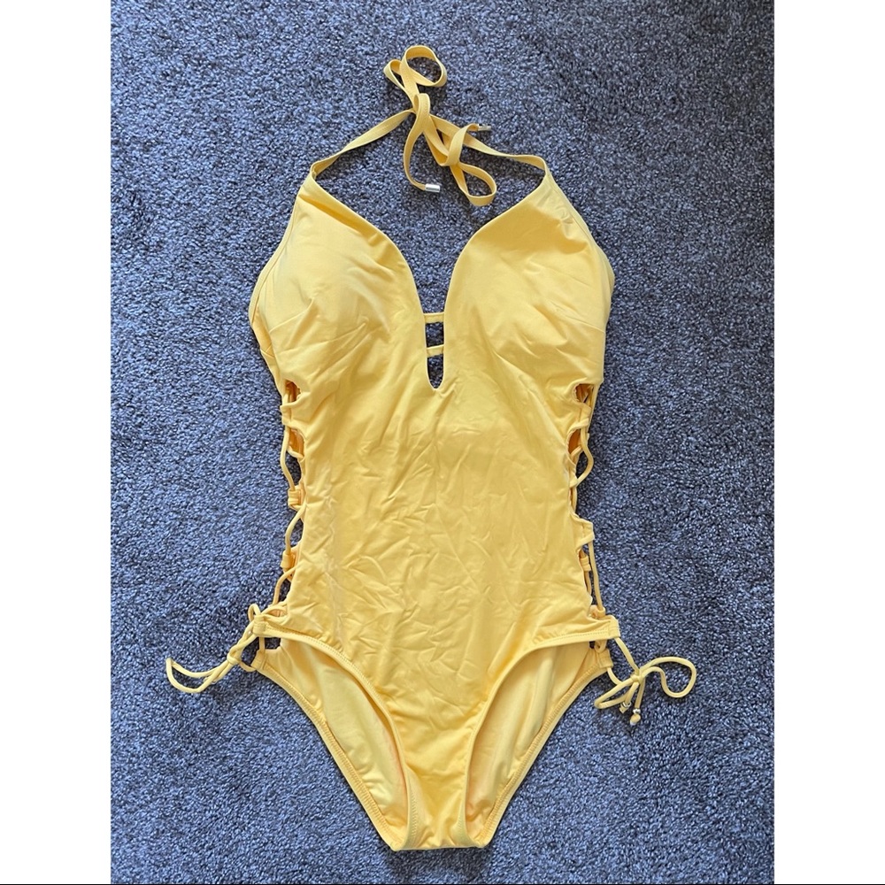 Lace-Up Halter Swimsuit by Laundry by Shelli Segal